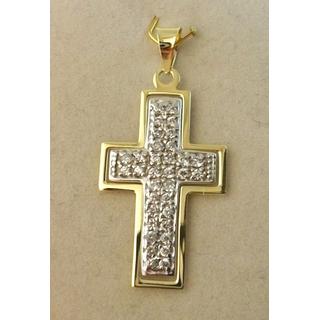 Gold 14k cross with Zircon  ΣΤ 000265 Weight:2.14gr