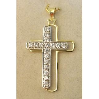 Gold 14k cross with Zircon  ΣΤ 000267 Weight:2.55gr