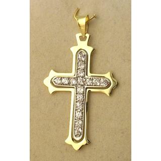 Gold 14k cross with Zircon  ΣΤ 000268 Weight:2.12gr