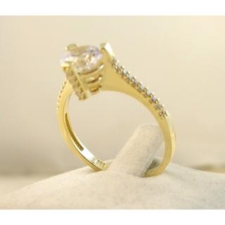 Χρυσό δαχτυλίδι Κ14 με πέτρες ζιργκόν Μονόπετρα-Κοσμήματα Γάμου ΔΑ 001838  Βάρος:2.67gr