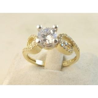 Χρυσό δαχτυλίδι Κ14 με πέτρες ζιργκόν Μονόπετρα-Κοσμήματα Γάμου ΔΑ 001841  Βάρος:3.55gr