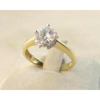 Χρυσό δαχτυλίδι Κ14 με πέτρες ζιργκόν Μονόπετρα-Κοσμήματα Γάμου ΔΑ 001842  Βάρος:2.45gr