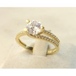 Χρυσό δαχτυλίδι Κ14 με πέτρες ζιργκόν Μονόπετρα-Κοσμήματα Γάμου ΔΑ 001843  Βάρος:2.84gr
