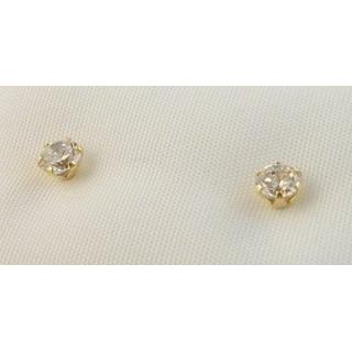 Χρυσά σκουλαρίκια Κ14 με ζιργκόν Μονόπετρα-Κοσμήματα Γάμου ΣΚ 001098K  Βάρος:0.5gr