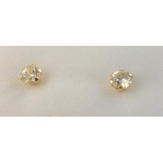 Χρυσά σκουλαρίκια Κ14 με ζιργκόν Μονόπετρα-Κοσμήματα Γάμου ΣΚ 001099K  Βάρος:0.7gr