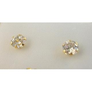 Χρυσά σκουλαρίκια Κ14 με ζιργκόν Μονόπετρα-Κοσμήματα Γάμου ΣΚ 001100Κ  Βάρος:1.1gr