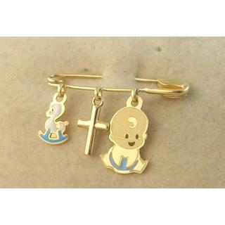 Gold 14k baby pin for newborns ΠΑ 000051