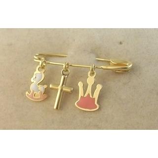 Gold 14k baby pin for newborns ΠΑ 000052