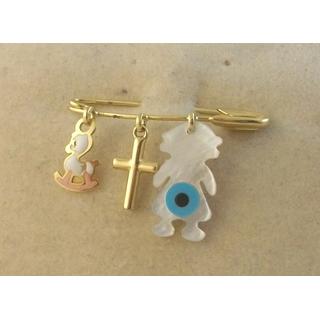 Gold 14k baby pin for newborns ΠΑ 000053