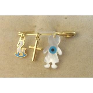 Gold 14k baby pin for newborns ΠΑ 000054