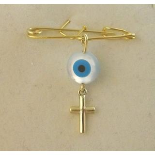 Gold 14k baby pin for newborns ΠΑ 000055