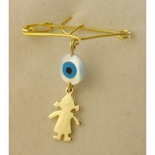 Gold 14k baby pin for newborns ΠΑ 000056