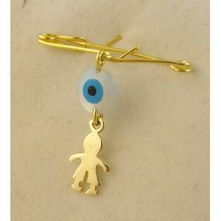 Gold 14k baby pin for newborns ΠΑ 000057