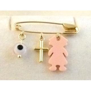 Gold 14k baby pin for newborns ΠΑ 000058