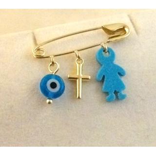 Gold 14k baby pin for newborns ΠΑ 000059