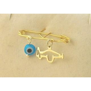 Gold 14k baby pin for newborns ΠΑ 000060