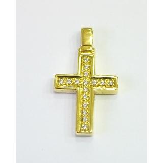 Gold 14k cross with Zircon  ΣΤ 000036Κ Weight:4.45gr