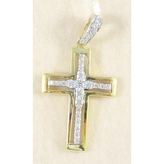 Gold 14k cross with Zircon  ΣΤ 000291 Weight:3.18gr