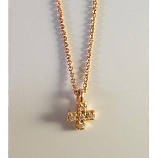 Gold 14k cross with Zircon  ΣΤ 000290Α Weight:0.25gr