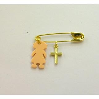 Gold 14k baby pin for newborns ΠΑ 000064