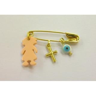 Gold 14k baby pin for newborns ΠΑ 000065