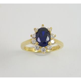 Χρυσό δαχτυλίδι Κ14 με πέτρες ζιργκόν Μονόπετρα-Κοσμήματα Γάμου ΔΑ 001470Κ  Βάρος:4.96gr