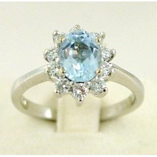 Gold 14k ring Solitaire with semi precious stones and zircon ΔΑ 001470ΒΤ  Weight:4.9gr