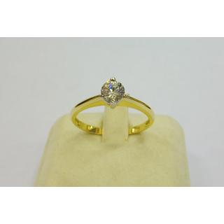 Χρυσό δαχτυλίδι Κ14 με πέτρες ζιργκόν Μονόπετρα-Κοσμήματα Γάμου ΔΑ 001906  Βάρος:2.16gr