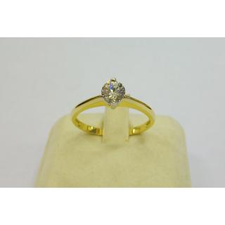 Gold 14k ring Solitaire with Zircon ΔΑ 001906  Weight:2.16gr