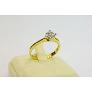Χρυσό δαχτυλίδι Κ14 με πέτρες ζιργκόν Μονόπετρα-Κοσμήματα Γάμου ΔΑ 001907  Βάρος:2.25gr