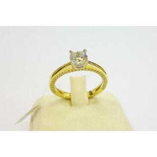 Χρυσό δαχτυλίδι Κ14 με πέτρες ζιργκόν Μονόπετρα-Κοσμήματα Γάμου ΔΑ 001908  Βάρος:4.11gr