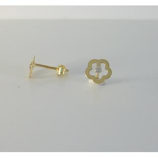 Χρυσά σκουλαρίκια Κ14 με ζιργκόν Παιδικά ΣΚ 001146  Βάρος:0.32gr