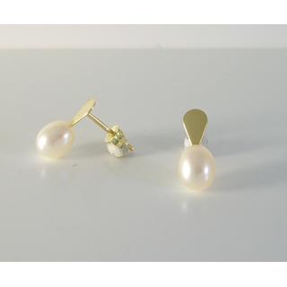 Χρυσά σκουλαρίκια Κ14 με μαργαριτάρια Παιδικά ΣΚ 001148  Βάρος:0.61gr