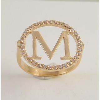 Gold 14k ring with Zircon ΔΑ 001833Μ  Weight:2.38gr