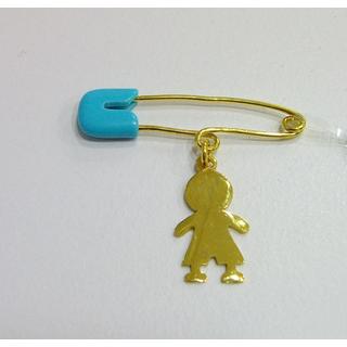 Gold 14k baby pin for newborns ΠΑ 000076