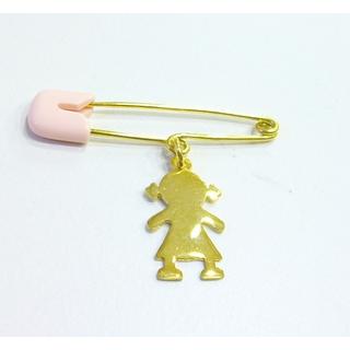 Gold 14k baby pin for newborns ΠΑ 000077Κ