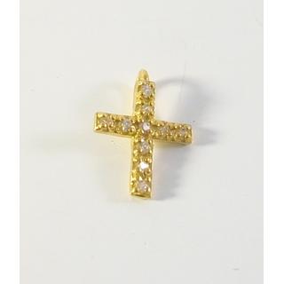 Gold 14k cross with Zircon  ΣΤ 000292Κ Weight:0.44gr
