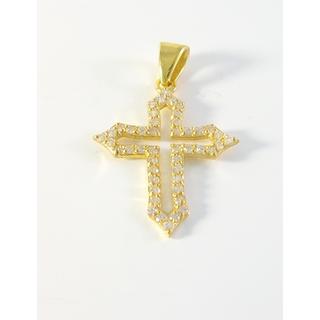 Gold 14k cross with Zircon  ΣΤ 000293Κ Weight:1.4gr