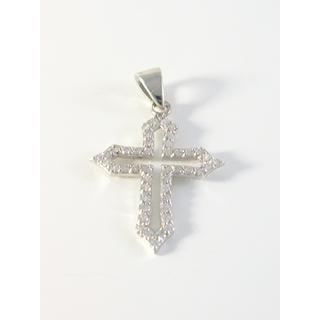 Gold 14k cross with  Zircon  ΣΤ 000293Λ Weight:1.38gr