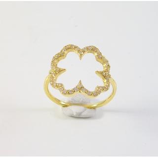 Gold 14k ring Flowers with Zircon ΔΑ 001927Κ  Weight:1.9gr