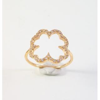 Gold 14k ring Flowers with Zircon ΔΑ 001927Α  Weight:1.81gr