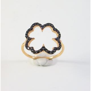 Gold 14k ring Flowers with Zircon ΔΑ 001927Ρ  Weight:1.73gr