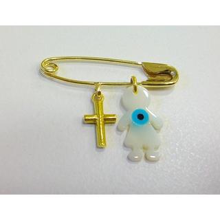 Gold 14k baby pin for newborns ΠΑ 000078