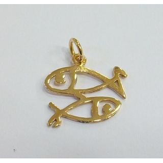 Pink Gold 14k pendants Pisces Weight:0.8gr