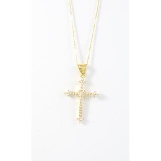 Gold 14k cross with Zircon  ΣΤ 000294Κ Weight:1.51gr