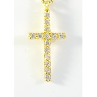Gold 14k cross with Zircon  ΣΤ 000297Κ Weight:0.42gr