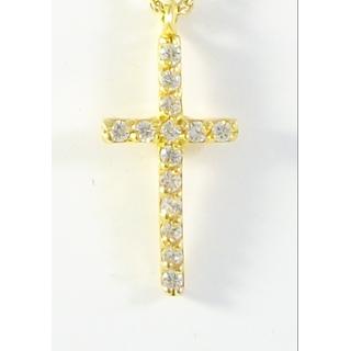 Gold 14k cross with Zircon  ΣΤ 000297Λ Weight:0.4gr