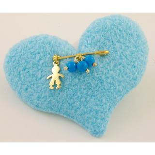 Gold 14k baby pin for newborns ΠΑ 000082