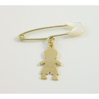 Gold 14k baby pin for newborns ΠΑ 000085