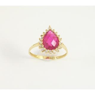 Gold 14k ring with Zircon ΔΑ 001914Κ  Weight:1.96gr